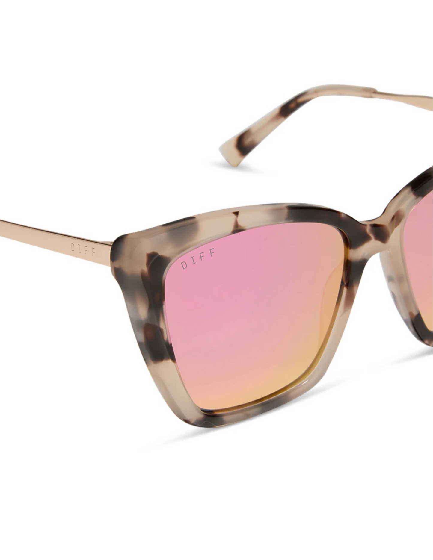 Becky II- Cream Tortoise Pink Mirror Sunglasses