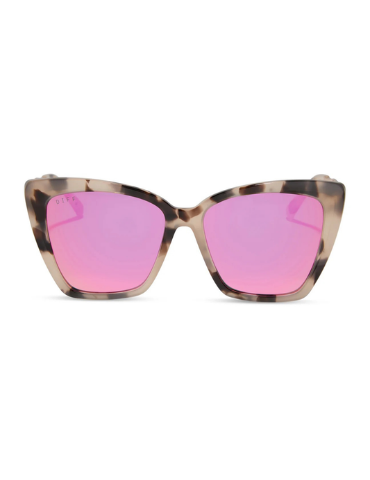 Becky II- Cream Tortoise Pink Mirror Sunglasses