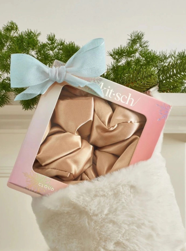 Kitsch- Holiday Cloud 9 Satin Pillow Scrunchie 1pc - Champagne - Tres Chic Boutique