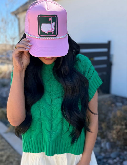 Pink Golf Hat With Chain