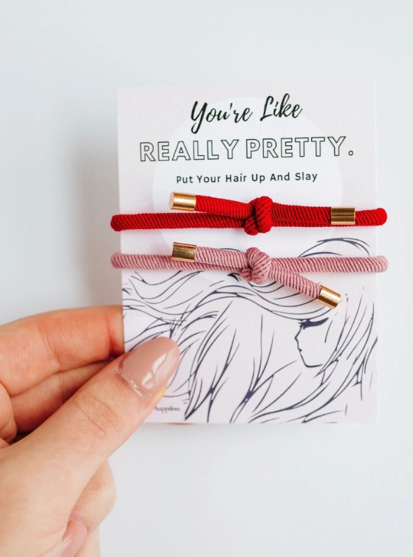 Really Pretty Double Elastic Hair Tie - Red & Pink