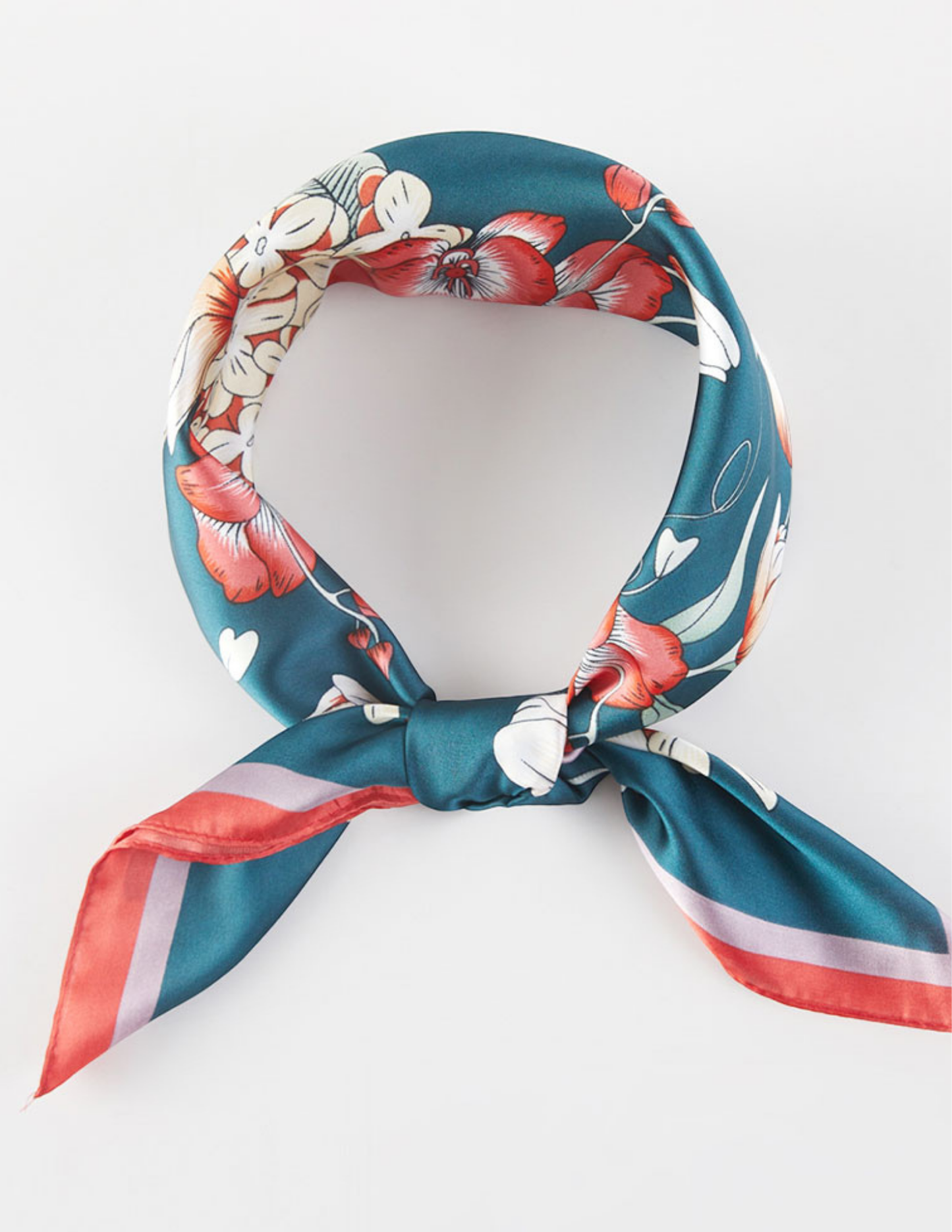 Spring Bouquet Floral Pattern Printed Square Silky Satin Bandana Scarf