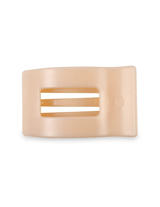 Flat Rectangle Hair Clip - Almond Beige - Medium