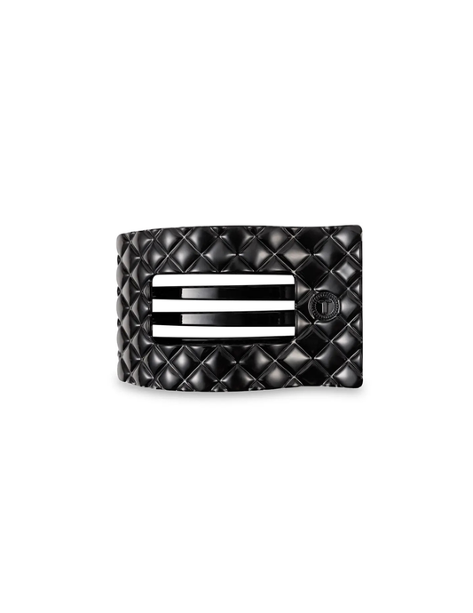 Flat Rectangle Hair Clip - Jet Black Quilted - Small