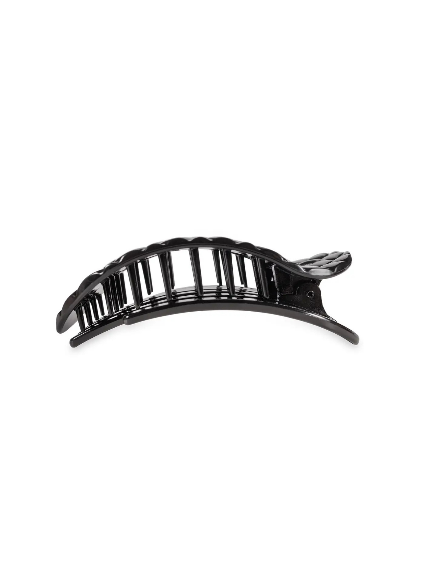 Flat Round Hair Clip - Jet Black Quilted- Medium