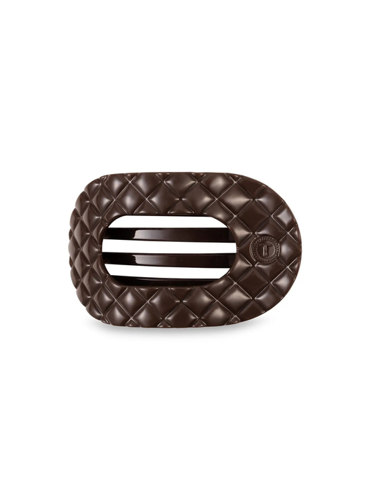 Flat Round Hair Clip - Truly Taupe Quilted- Medium