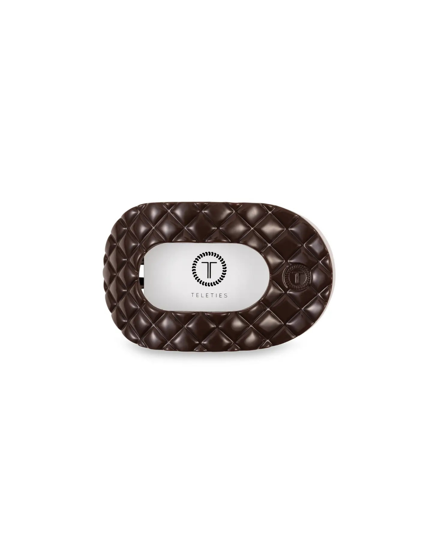 Flat Round Hair Clip - Truly Taupe Quilted- Small - Tres Chic Boutique