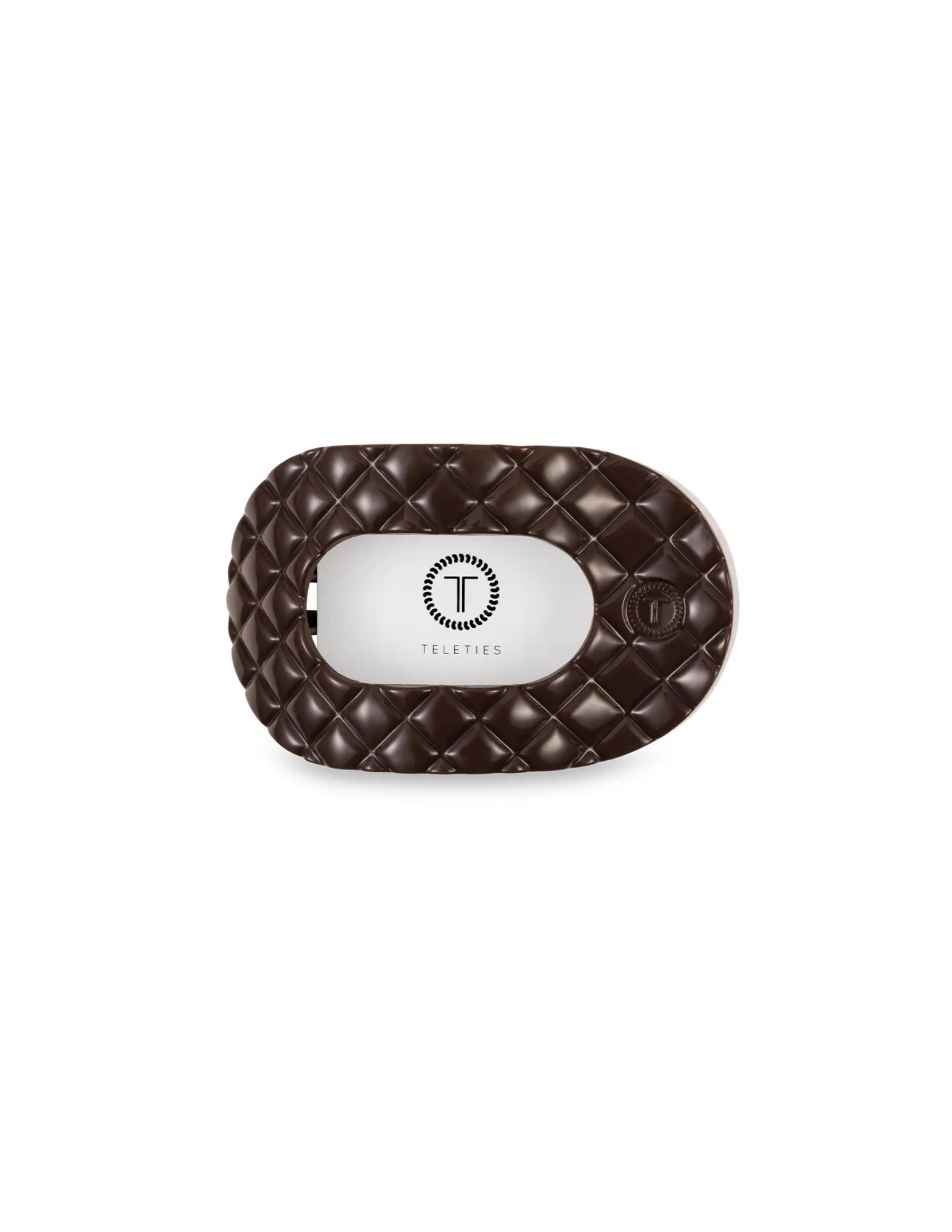 Flat Round Hair Clip - Truly Taupe Quilted- Small - Tres Chic Boutique