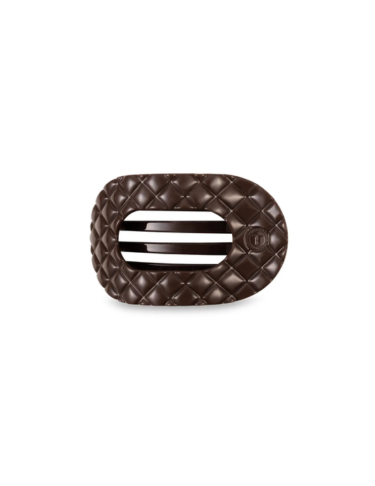 Flat Round Hair Clip - Truly Taupe Quilted- Small