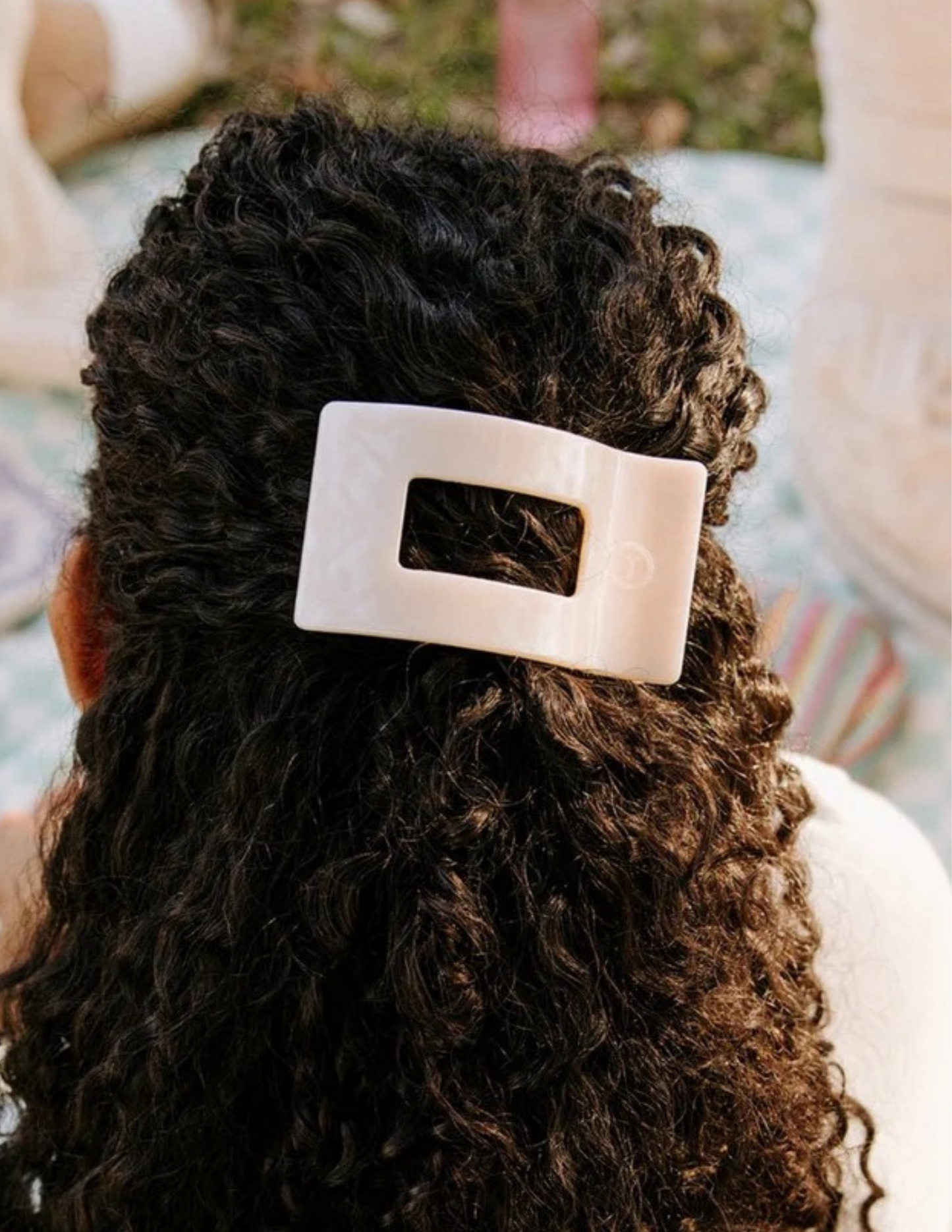 Medium Flat Rectangle Hair Clip- Soft Surf
