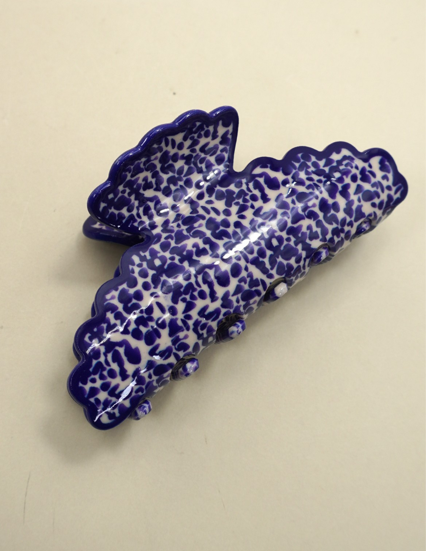Vintage Porcelain Style Half Moon Hair Claw Clips