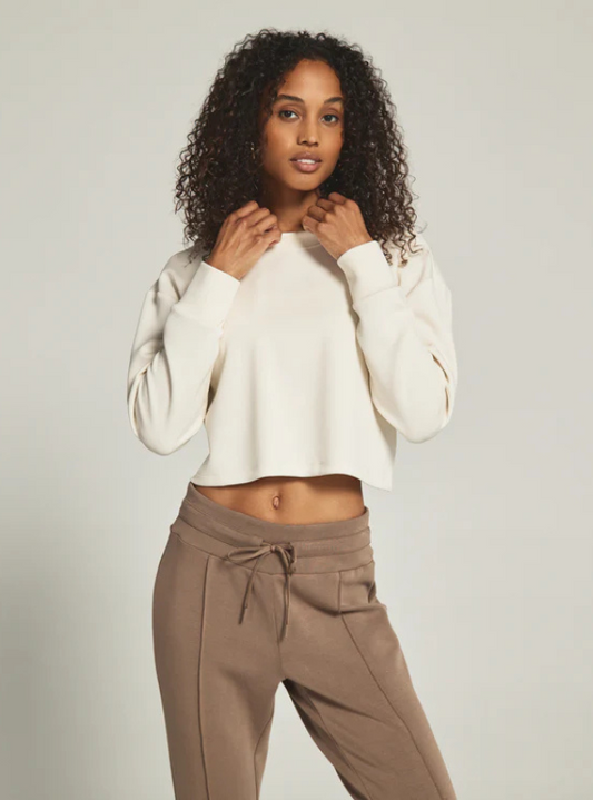 7Diamonds Rev Cropped Crewneck-Cream - Tres Chic Boutique