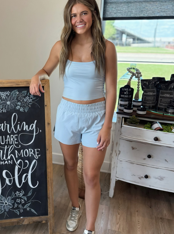Rhone Apparel Serene Shelf Bra Tank- Blue Dawn - Tres Chic Boutique