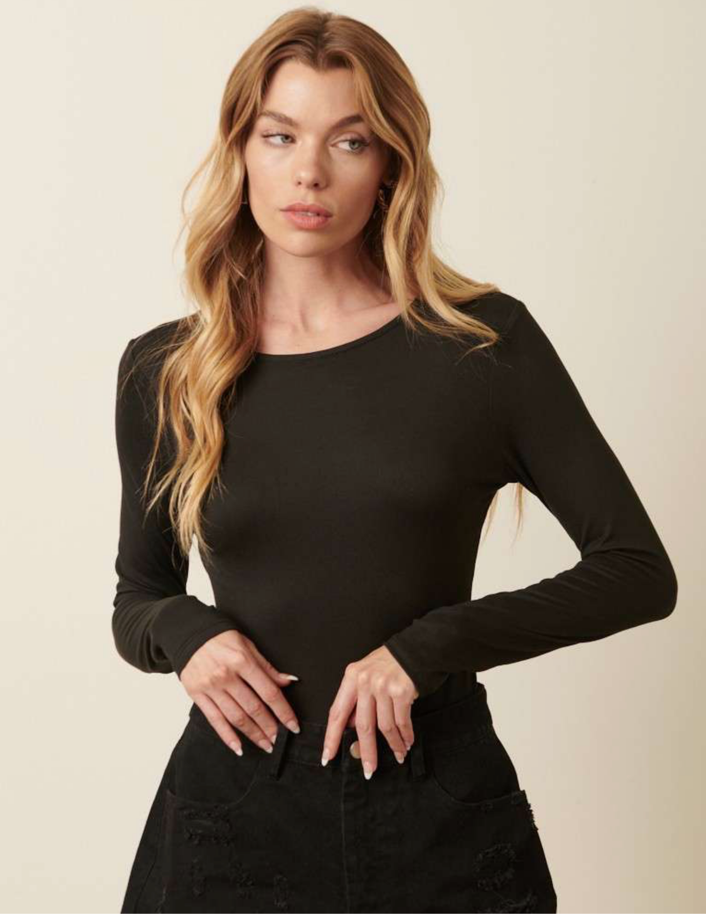 DTY Long Sleeve Bodysuit- Black - Tres Chic Boutique
