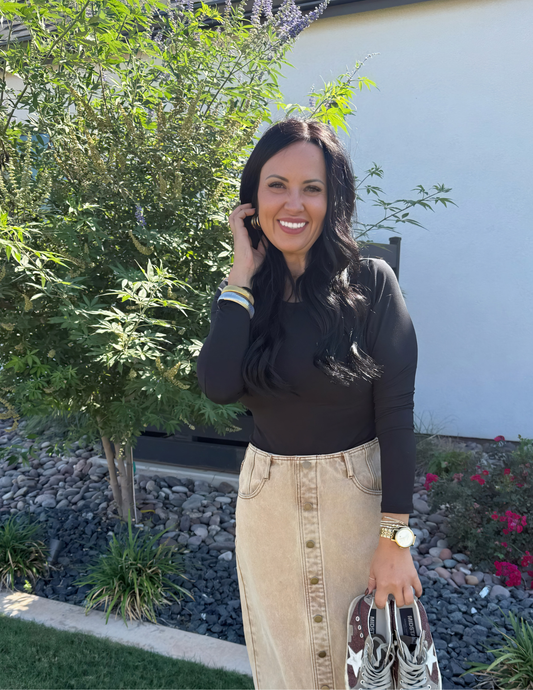 DTY Long Sleeve Bodysuit- Black