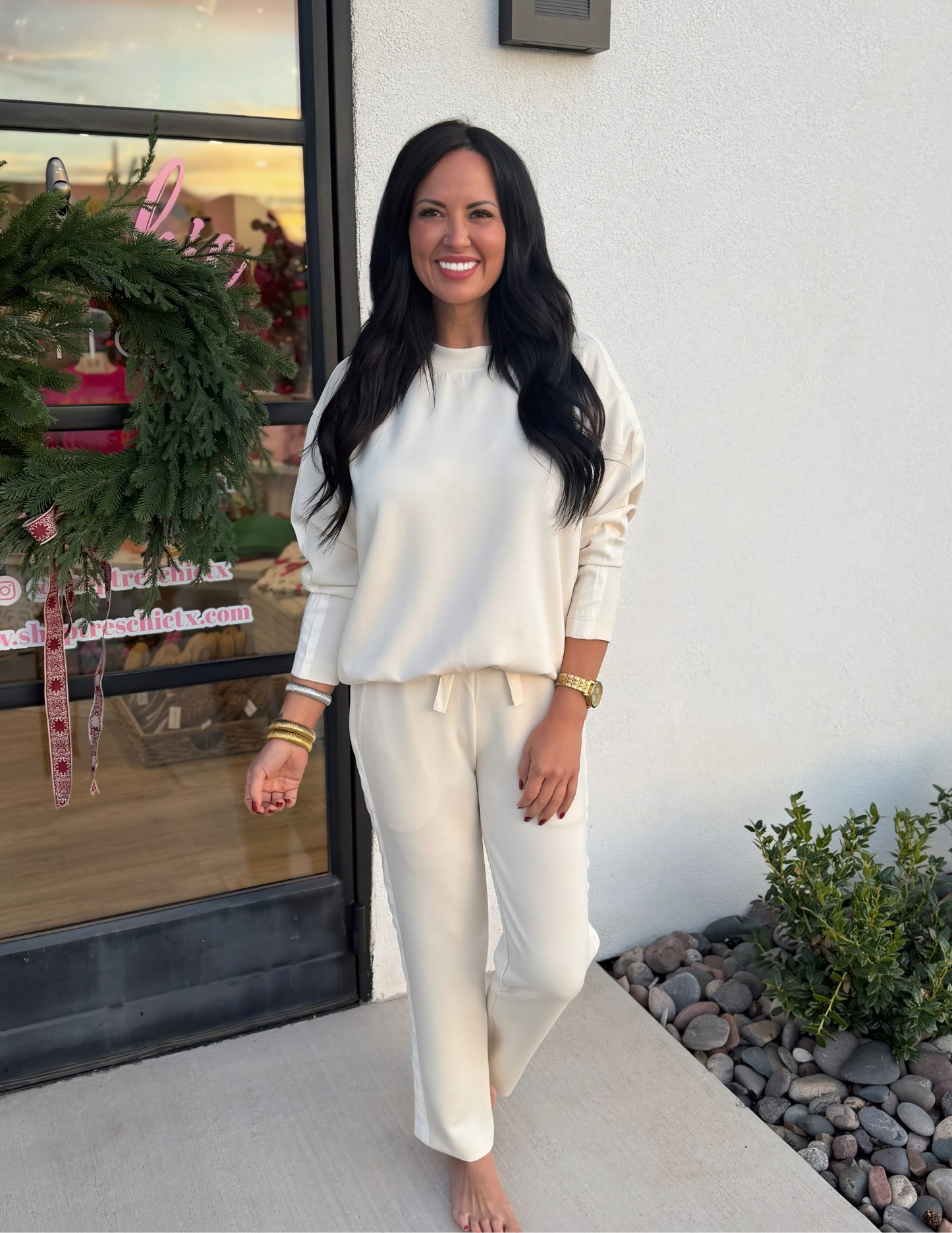 French Vanilla Satin Trim Detail Lounge Pant