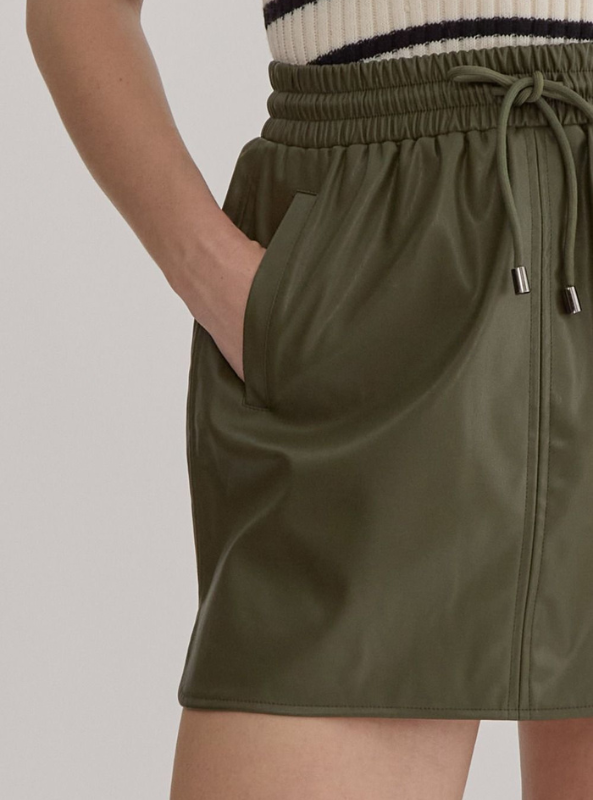 Olive Faux Leather Mini Skirt - Tres Chic Boutique