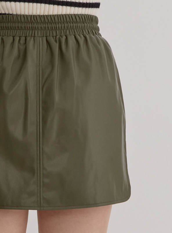 Olive Faux Leather Mini Skirt - Tres Chic Boutique