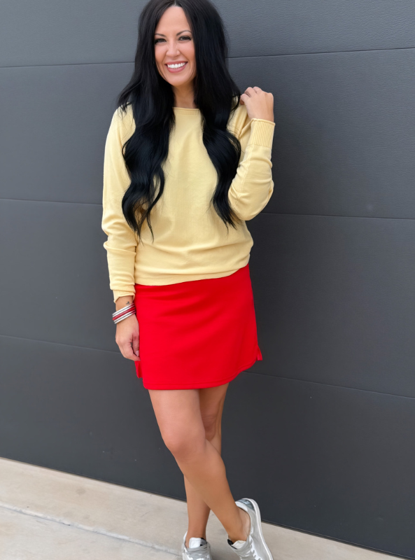 Red Mid Rise Skort