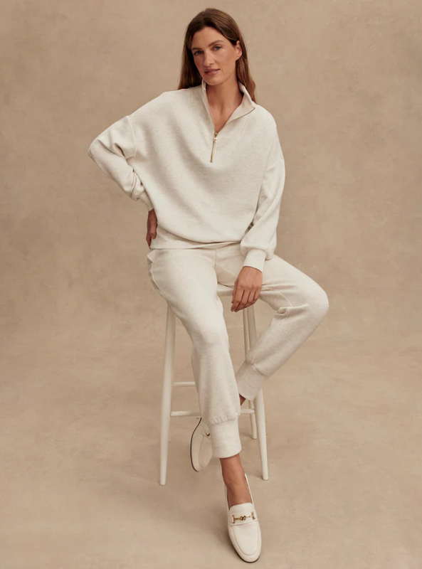 Varley- The Slim Cuff Pant 25"- Ivory Marl