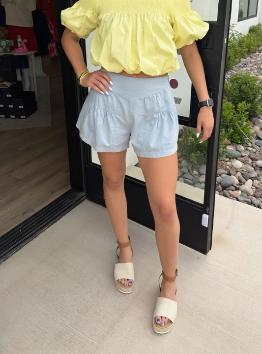 Washed Flare Shorts