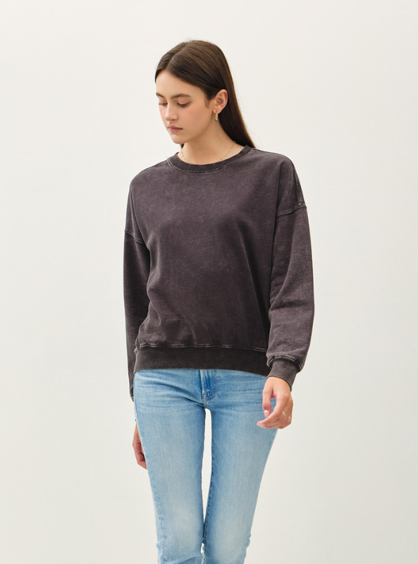 Charcoal Acid Wash Sweatshirt - Tres Chic Boutique