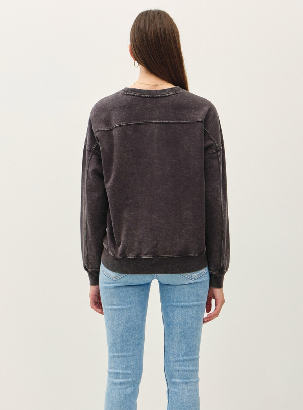 Charcoal Acid Wash Sweatshirt - Tres Chic Boutique