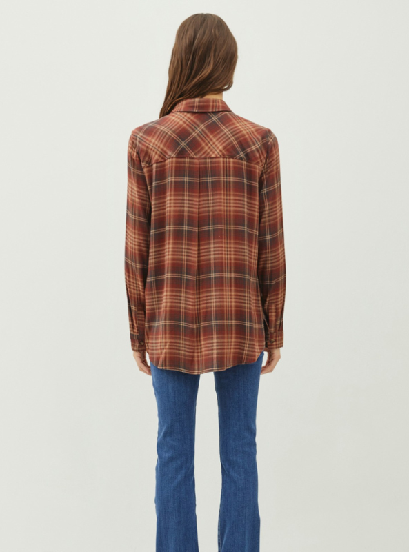 Classic Burgundy Flannel Top - Tres Chic Boutique