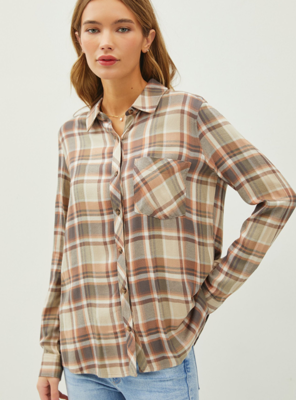 Classic Flannel Top - Tres Chic Boutique