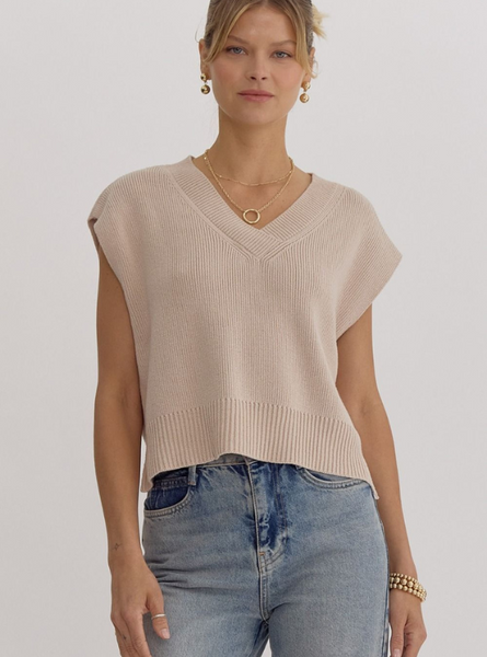 Ecru V-neck Top