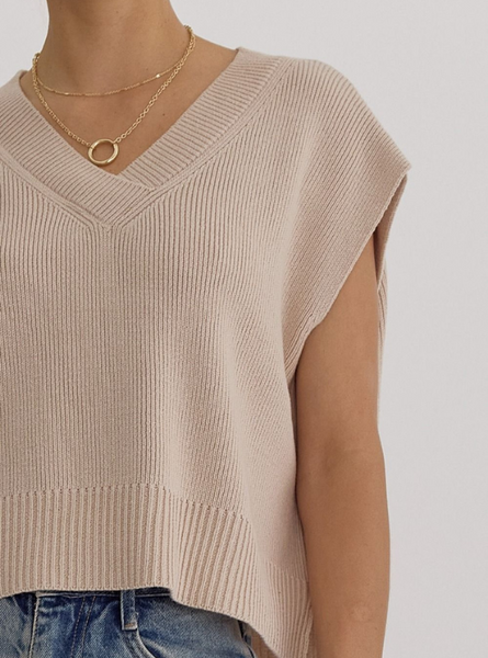 Ecru V-neck Top