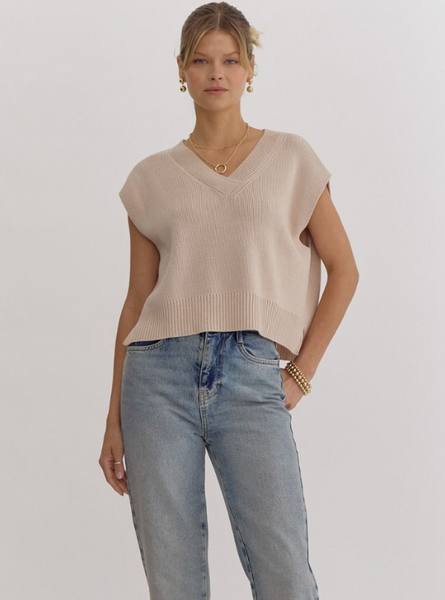 Ecru V-neck Top