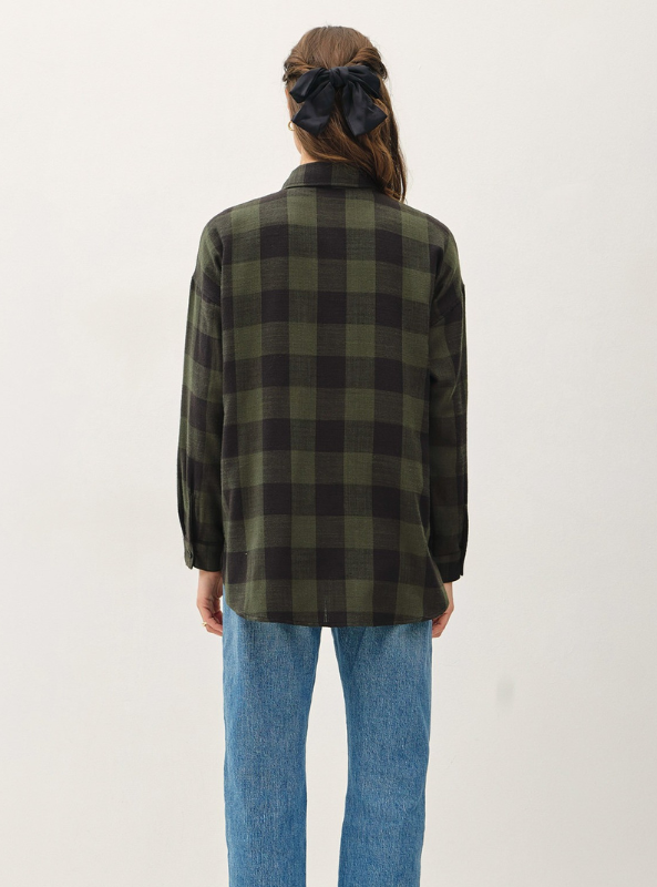 Hunter Green Flannel Top - Tres Chic Boutique