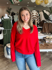 Red Knit Top - Tres Chic Boutique