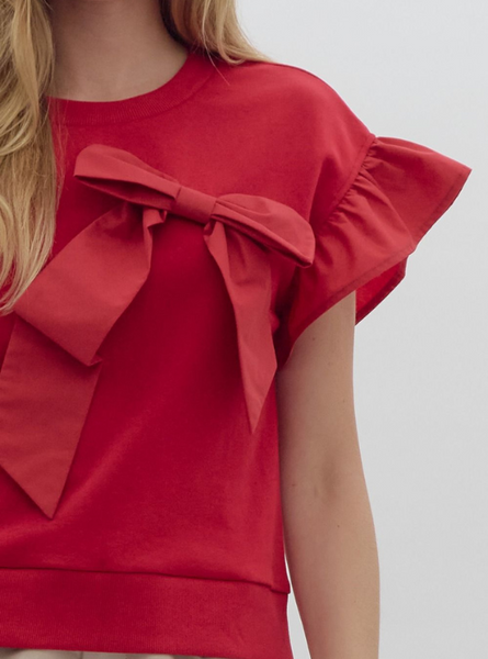 Ribbon Detail Red Top