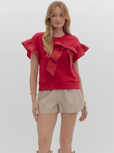 Ribbon Detail Red Top