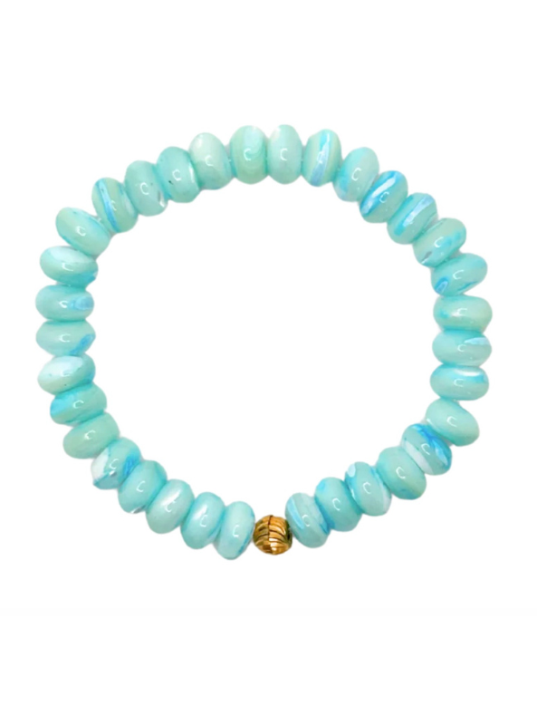 Aqua Dyed Mother of Pearl Gemstone Bracelet
