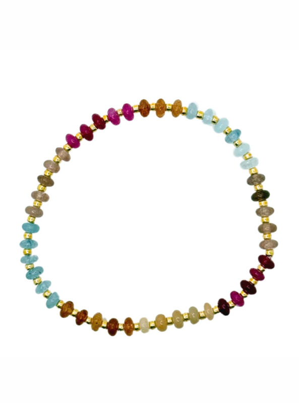 Dainty Jewel Tone Multicolor Gemstone Bracelet