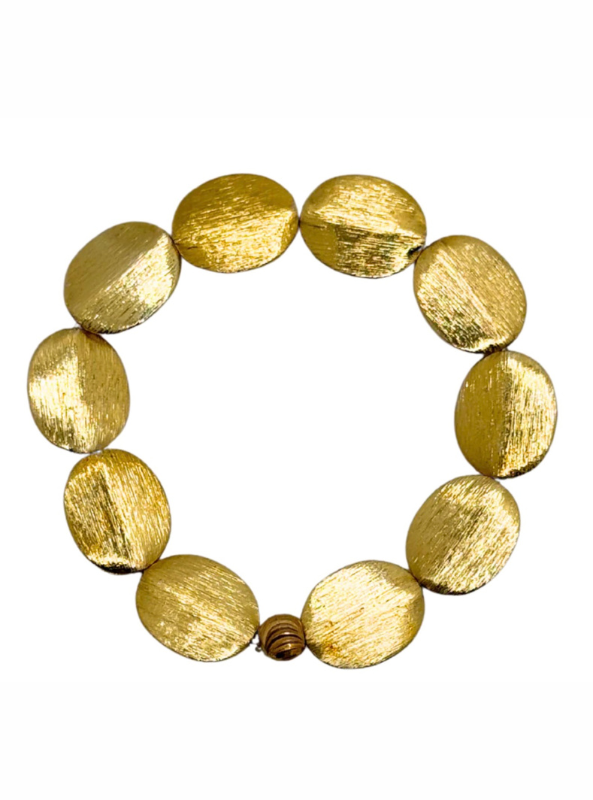 Gold Brushed Coin Bead Bracelet