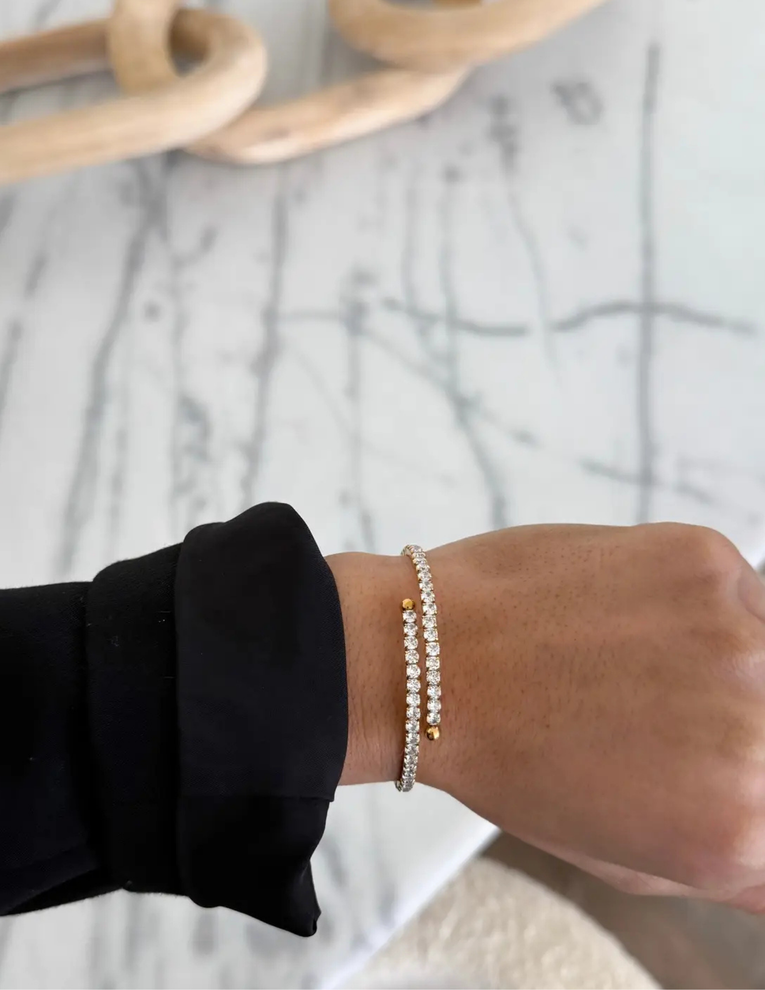 ☆人気☆【TATIANA】☆Egg and Pearl Chain Bracele.t☆2SET☆ Double Strand Crystal Tennis Chain Bracelet | Alex and Ani