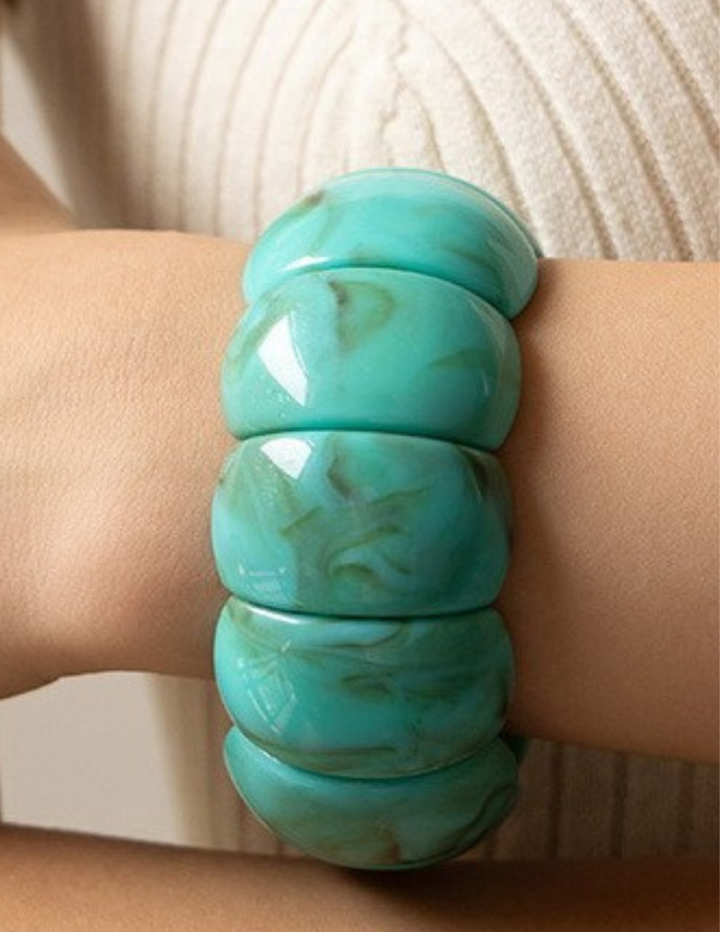 Color-Block Acrylic Stretch Cord Bracelet