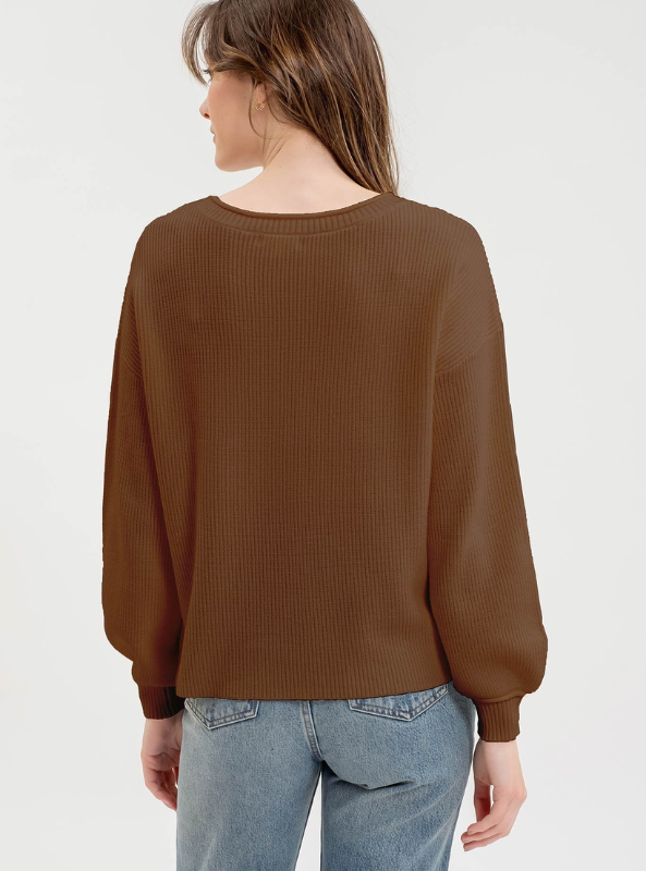 Cinnamon V-Neck Sweater - Tres Chic Boutique