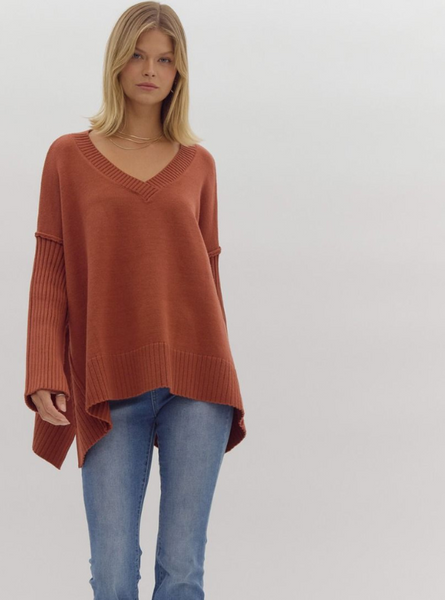 Ginger Oversized V-Neck Sweater - Tres Chic Boutique