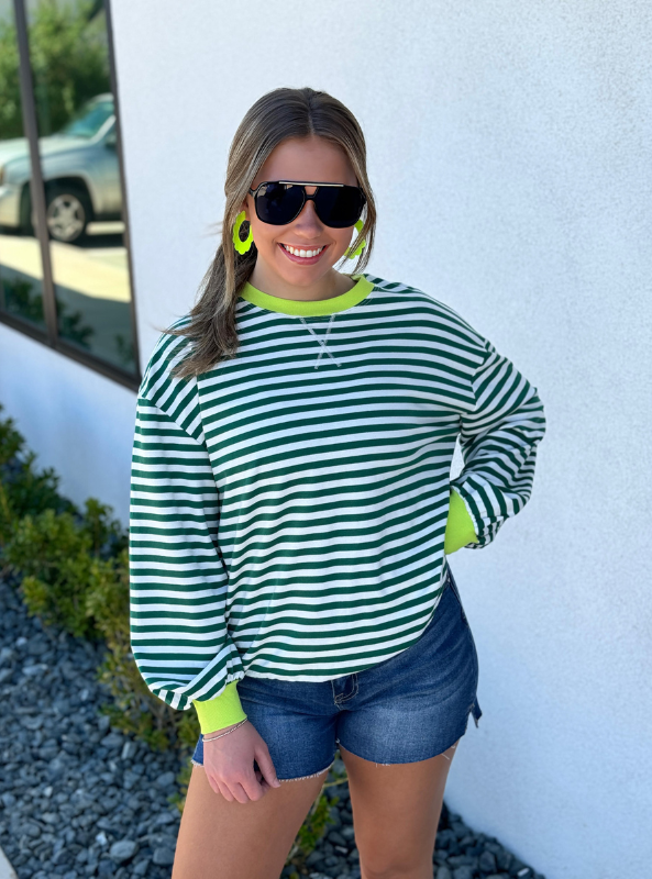 Harley Green Striped Sweatshirt