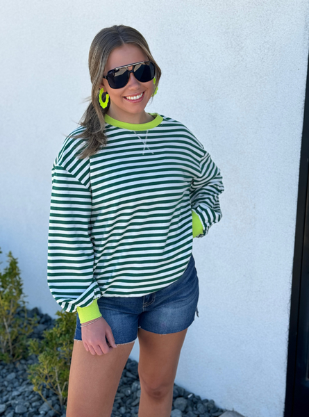 Harley Green Striped Sweatshirt