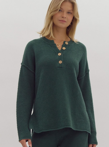 Hunter Green Textured Top - Tres Chic Boutique