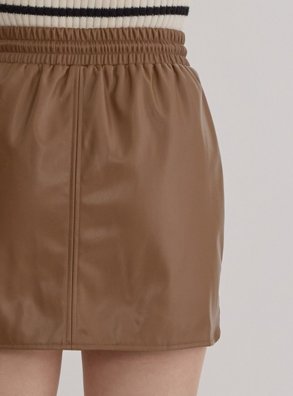 Brown Faux Leather Mini Skirt - Tres Chic Boutique