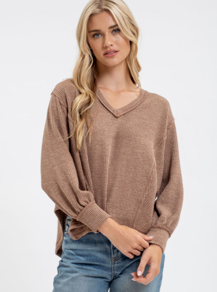 Mocha Asymmetrical Top - Tres Chic Boutique