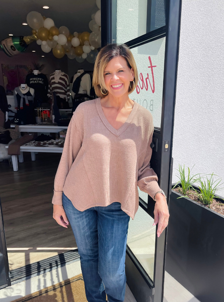 Mocha Asymmetrical Top - Tres Chic Boutique