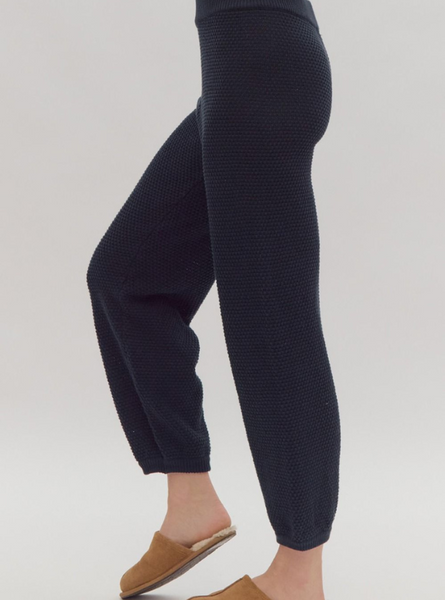 Navy Textured Pant - Tres Chic Boutique